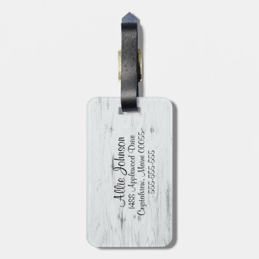 ピンクの花が付いているBullのスカル ラゲッジタグ (裏面縦)