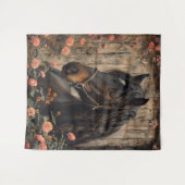 ピンクの花が切り離された馬 タペストリー (正面(横))