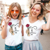 ピンクの花が可愛いスマイルやる気を起こさせる引用文 Tシャツ