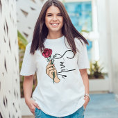ピンクの花が可愛いスマイルやる気を起こさせる引用文 Tシャツ