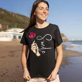 ピンクの花が可愛いスマイルやる気を起こさせる引用文 Tシャツ