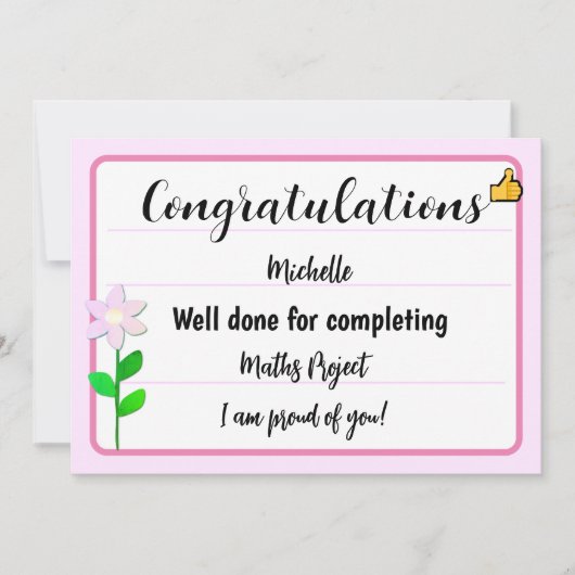 ピンクの花が咲いたおめでとうカード シーズンカード (正面)