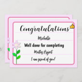 ピンクの花が咲いたおめでとうカード シーズンカード (正面/裏面)