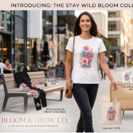 ピンクの花が咲き誇る Stay Wild Bloom and Grow モチベーショナルフラワー Tシャツ