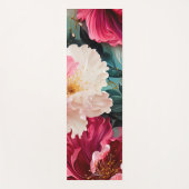 ピンクの花が咲き、葉が茂る ヨガマット (正面)