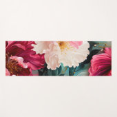 ピンクの花が咲き、葉が茂る ヨガマット (正面(横))