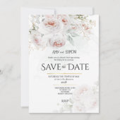 ピンクの花が咲くバラのSave the Date ウェディング招待状 招待状 (正面)