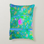 ピンクの花が咲く印象派の青い風景 アクセントクッション (裏面(縦))