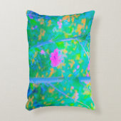 ピンクの花が咲く印象派の青い風景 アクセントクッション (正面(垂直))