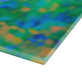 ピンクの花が咲く印象派の青い風景 カッティングボード (角)