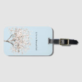 ピンクの花が咲く木 銀のイチゴ ラゲッジタグ (正面横)