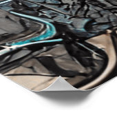 ピンクの花が咲く村のかわいい小さな店 ポスター (角)