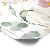 ピンクの花が咲く花 ブライダルシャワーのウェルカムサイン ポスター (角)