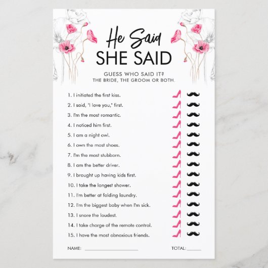 ピンクの花が彼はゲームを言った |カスタマイズ可能 (正面)