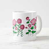 ピンクの花が描かれたジャンボマグ(20オンス) ジャンボコーヒーマグカップ (正面右)