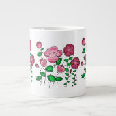 ピンクの花が描かれたジャンボマグ(20オンス) ジャンボコーヒーマグカップ (正面)