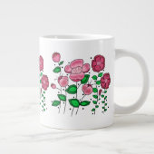 ピンクの花が描かれたジャンボマグ(20オンス) ジャンボコーヒーマグカップ (右)