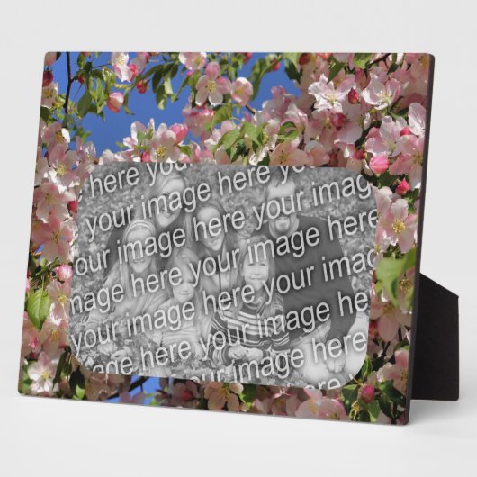 ピンクの花が自分の写真を作成 フォトプラーク (側面)