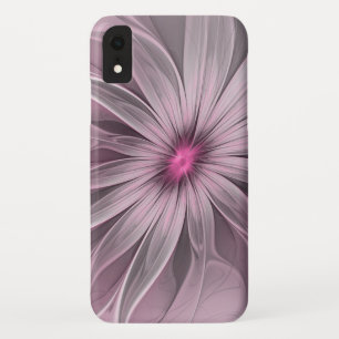 ピンクの花が蜂を待つ抽象フラクタルアート iPhone XRケース