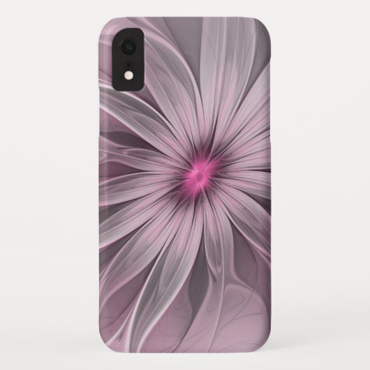 ピンクの花が蜂を待つ抽象フラクタルアート Case-Mate iPhoneケース (裏面)
