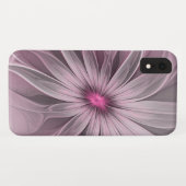 ピンクの花が蜂を待つ抽象フラクタルアート Case-Mate iPhoneケース (裏面(横))