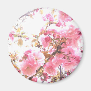 ピンクの花さくらんぼ花花花柄桜 マグネット