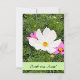 ピンクの花でカスタマイズ可能なカード サンキューカード