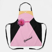 ピンクの花でピンク色の花嫁ドレス エプロン (正面)