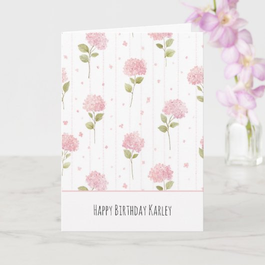 ピンクの花で可愛い誕生日 カード (蘭)