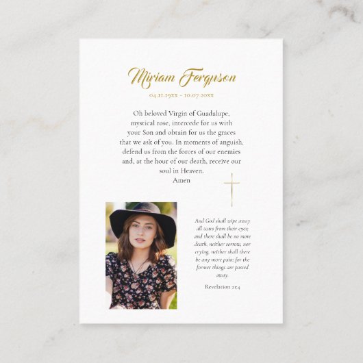 ピンクの花で満たされたアーチ カトリック追悼カード プレイスカード (裏面)