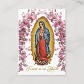 ピンクの花で満たされたアーチ カトリック追悼カード プレイスカード (正面)