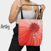 ピンクの花で覆われた布メタルドッグラベルモノグラム トートバッグ