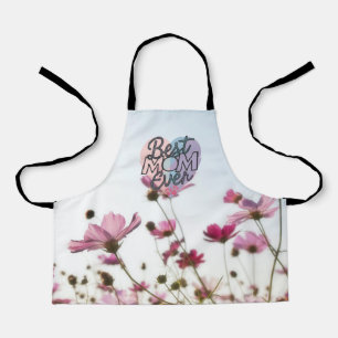 ピンクの花で飾るベストママいつもありがとう母の日 エプロン