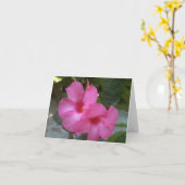 ピンクの花とのNotecard カード (黄色い花)