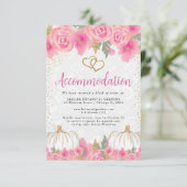ピンクの花とカボチャの結婚式の宿泊案内 エンクロージャーカード (スタンド正面)
