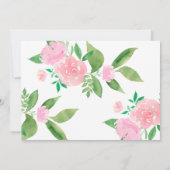 ピンクの花とカリグラフィーのウェディングカップルシャワー 招待状 (裏面)