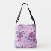 ピンクの花とグリッタースタイル クロスボディバッグ (裏面)