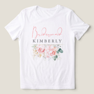 ピンクの花とグリーンが可愛いウェディングパーティーのお揃い トライブレンドTシャツ