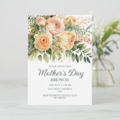 ピンクの花とグリーンの母の日ブランチ 招待状 (スタンド正面)