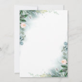 ピンクの花とグリーン エレガント ベビーシャワー 招待状 (裏面)