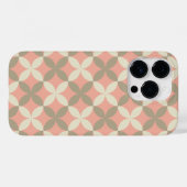 ピンクの花とグレーの葉の模様 Case-Mate iPhoneケース (裏面 (横))