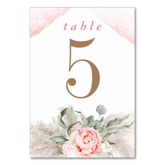ピンクの花とススキエレガントス テーブルナンバー (裏面)