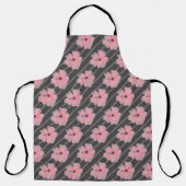 ピンクの花とストライプのエプロン エプロン (正面)