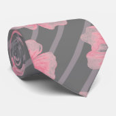 ピンクの花とストライプのネクタイ ネクタイ (ロール)