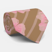 ピンクの花とストライプのネクタイ ネクタイ (ロール)