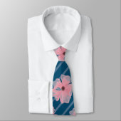 ピンクの花とストライプネックタイ ネクタイ (タイ)