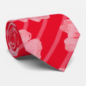 ピンクの花とストライプネックタイ ネクタイ (ロール)