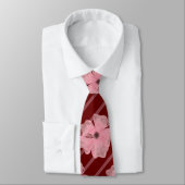 ピンクの花とストライプネックタイ ネクタイ (タイ)