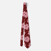 ピンクの花とストライプネックタイ ネクタイ (裏面)