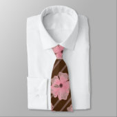 ピンクの花とストライプネックタイ ネクタイ (タイ)